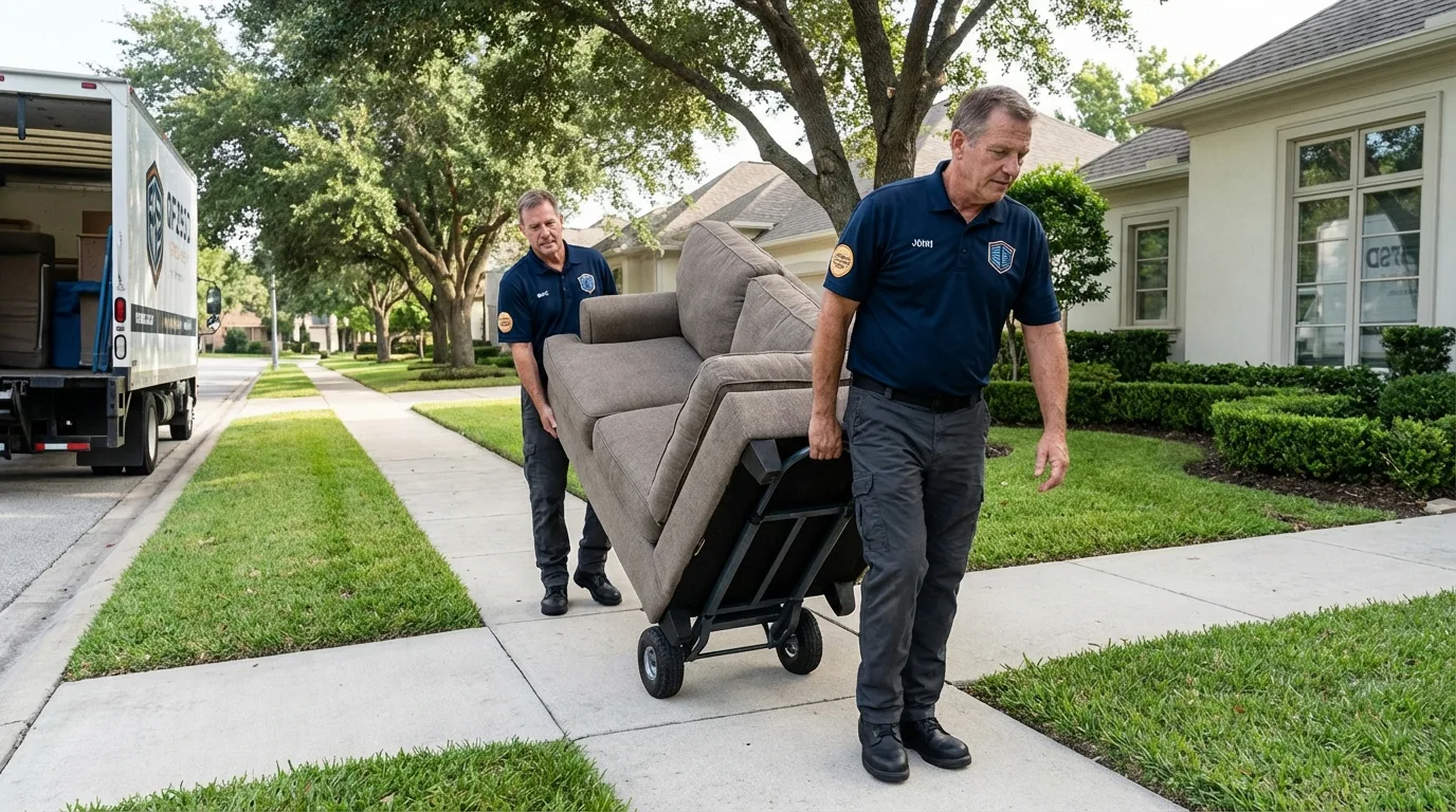 Local residential moving crew loading furniture in Bessemer, MI